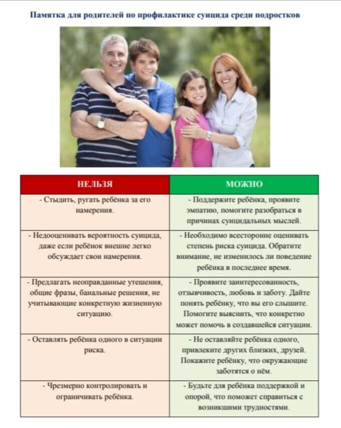 Памятка по профилактике суицида